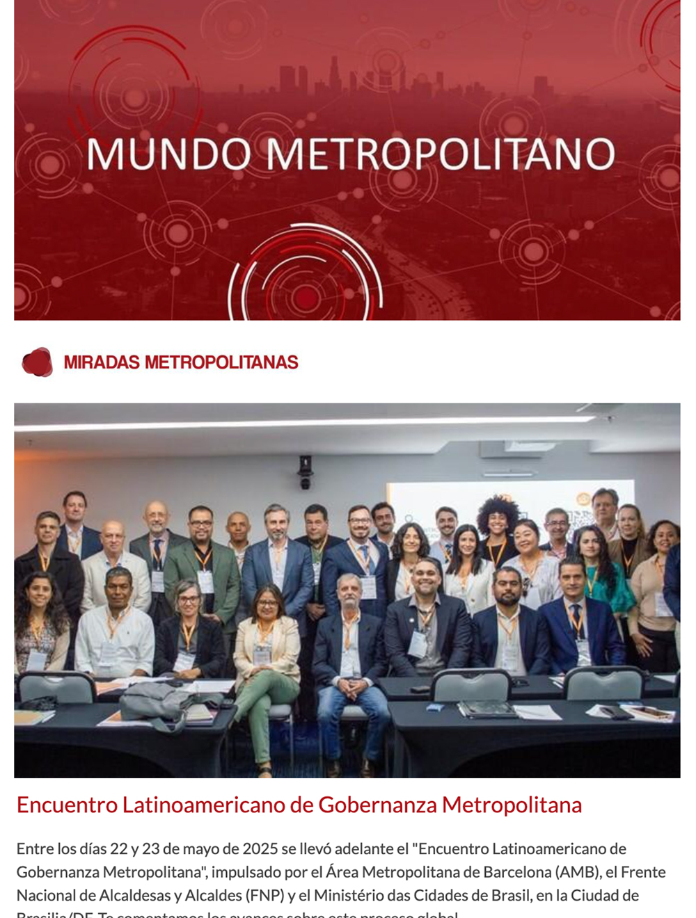 Newsletter Mundo Metropolitano 26