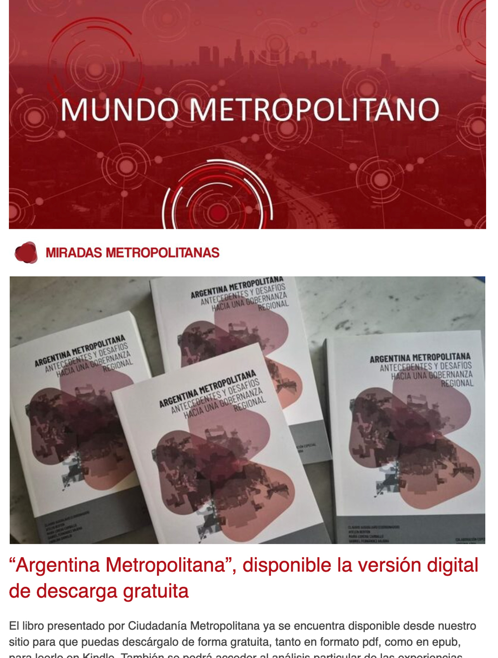 Newsletter Mundo Metropolitano 34